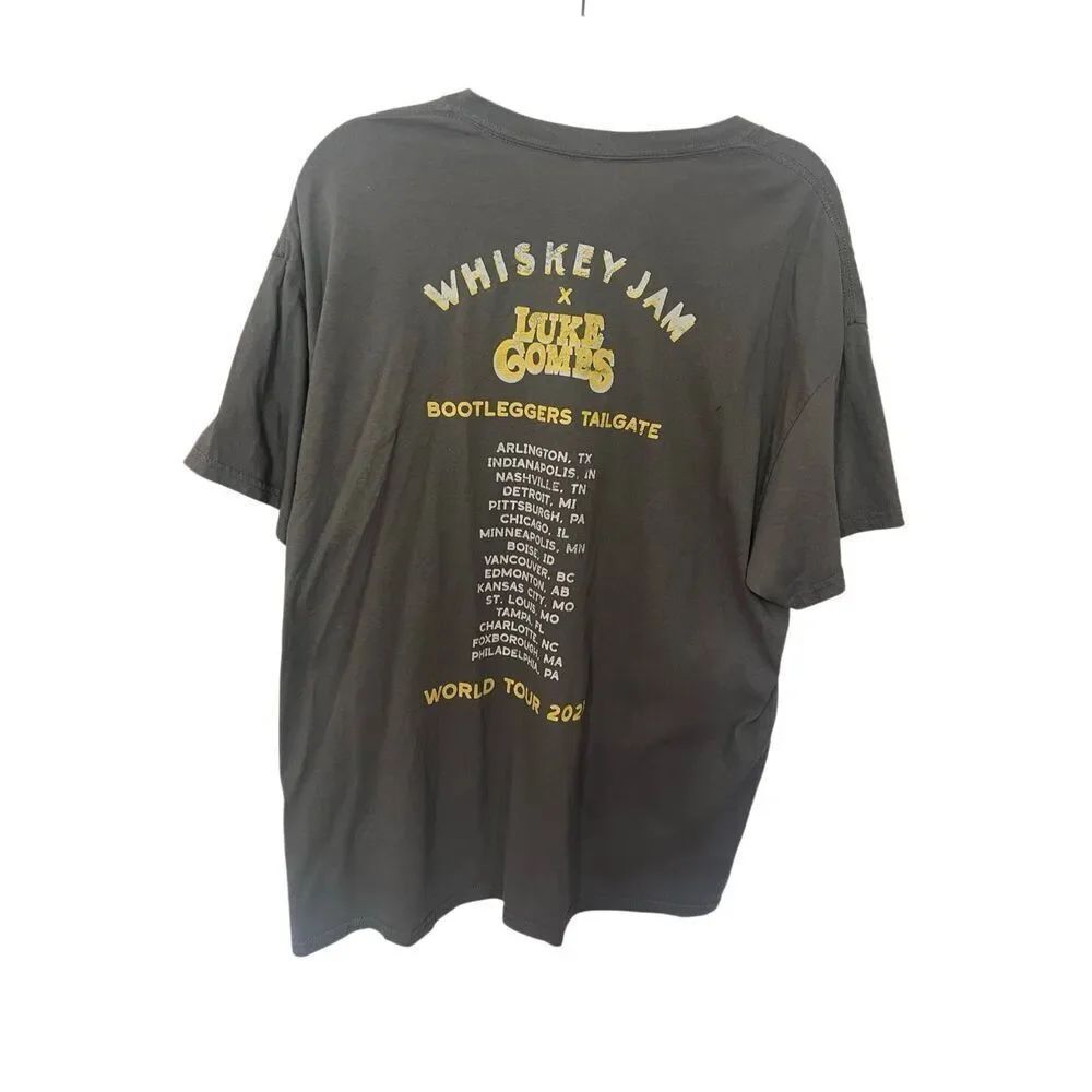 Luke Combs Whiskey Jam World Tour 2023 Concert Tee Gray Short Sleeve T-Shirt sku - Picture 2 of 3